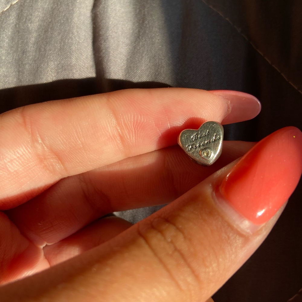 Sterling silver “best friends“ heart Pandora charm